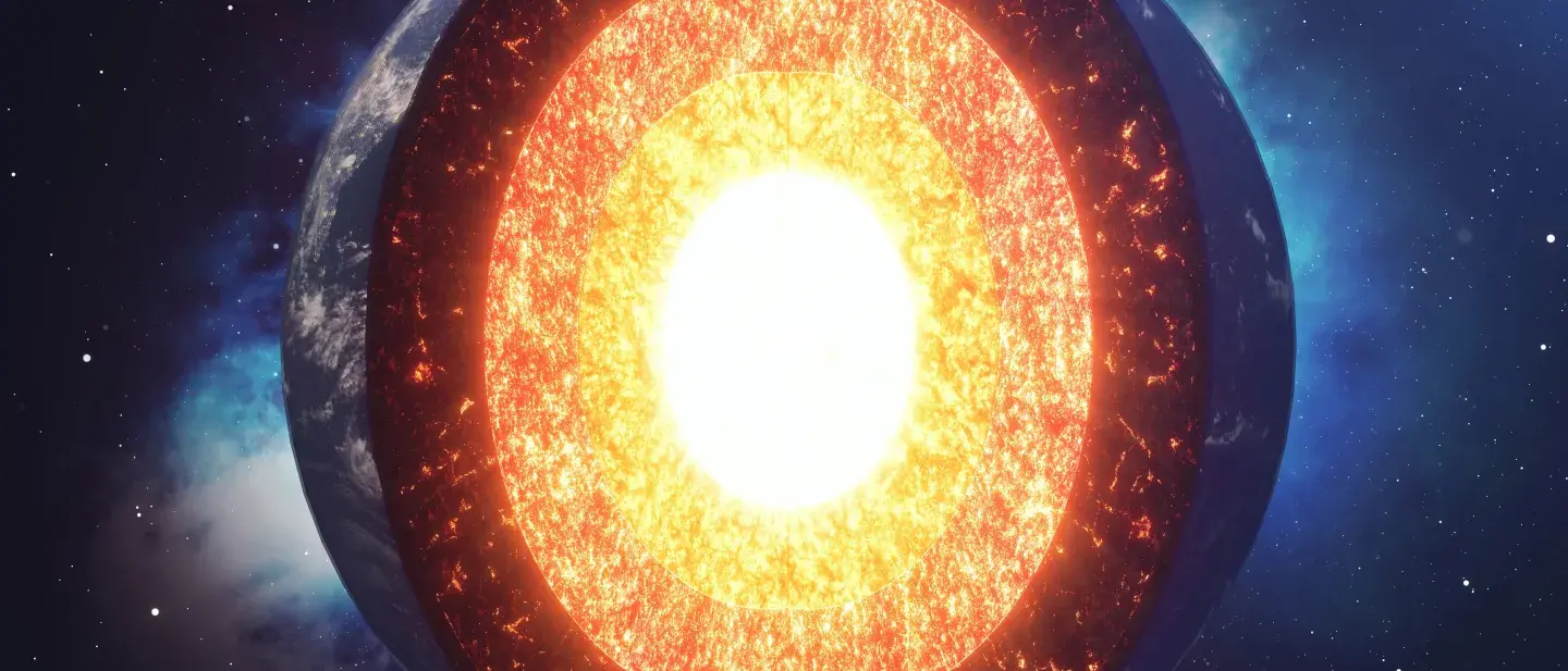 Picture of a planet's glowing core.