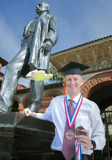 Joel with Henry statue