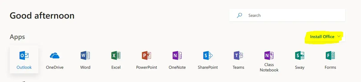 A row of icons representing the Microsoft Office Suite